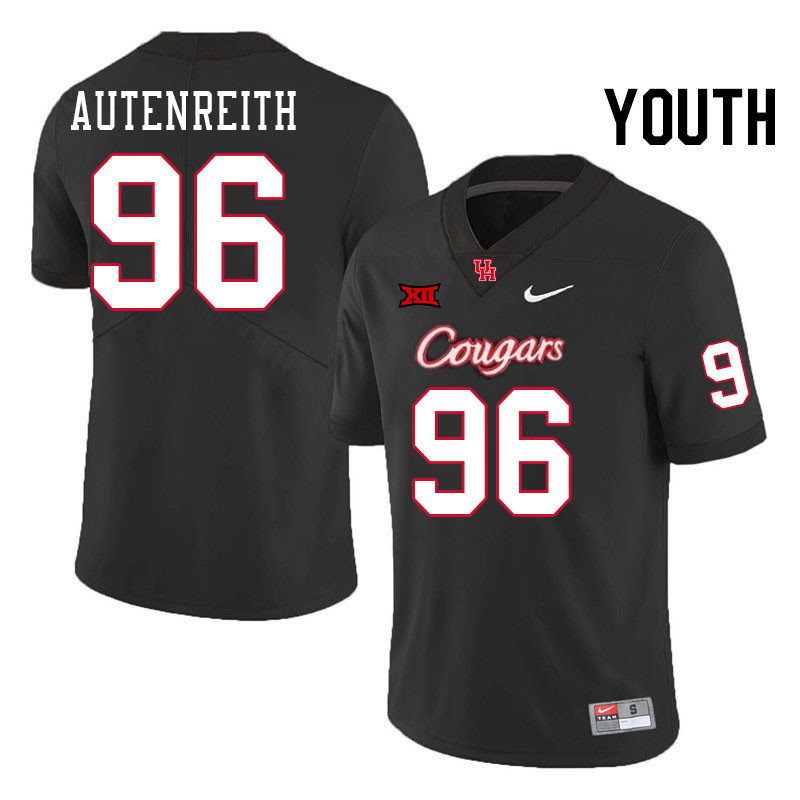 Youth #96 Ivan Autenreith Houston Cougars Big 12 XII College Football Jerseys Stitched-Black - Click Image to Close